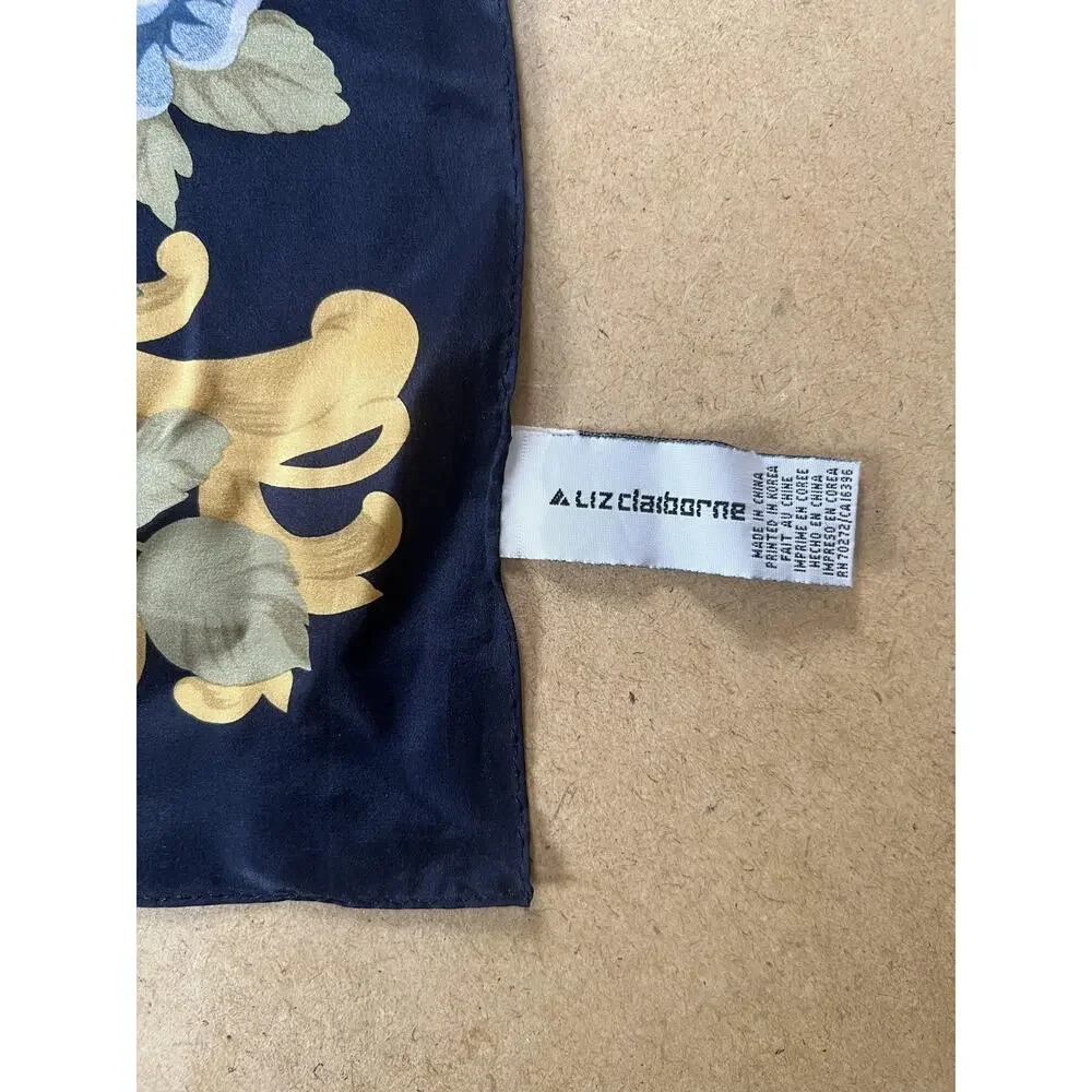 Liz Claiborne Kerchief Unisex One Size Multicolor 100% Silk Square Scarf Floral